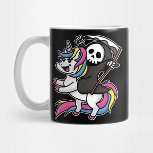 Death Riding Unicorn Cute but Scary Playful Kawaii Halloween Mug